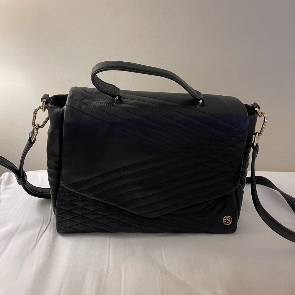 Tory Burch large leather black bag